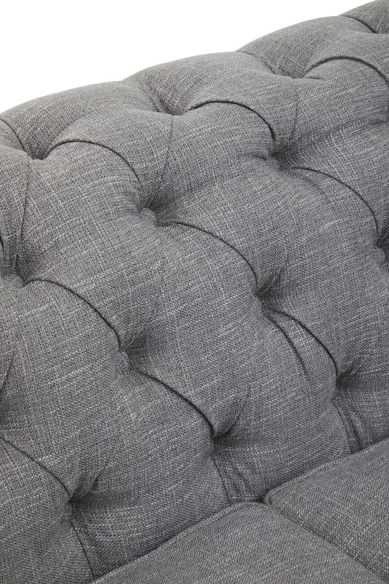 Orsina Stella 3 Seater Grey Linen Chesterfield Sofa – Tufted Design