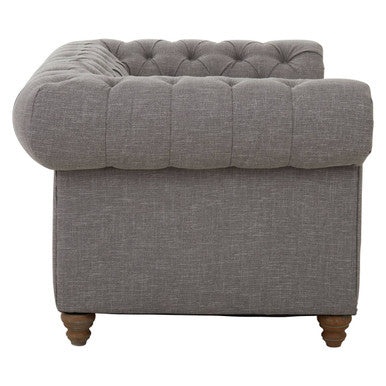 Orsina Stella 2 Seater Grey Linen Sofa – Tufted Chesterfield Loveseat