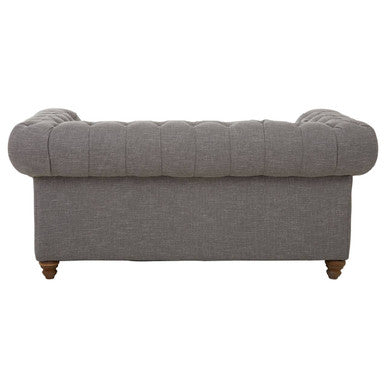 Orsina Stella 2 Seater Grey Linen Sofa – Tufted Chesterfield Loveseat