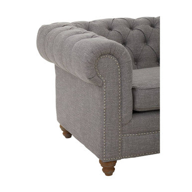 Orsina Stella 2 Seater Grey Linen Sofa – Tufted Chesterfield Loveseat