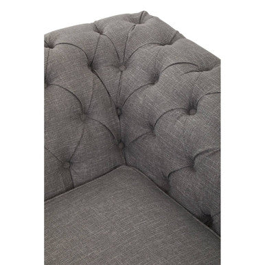 Orsina Stella 2 Seater Grey Linen Sofa – Tufted Chesterfield Loveseat