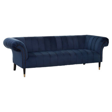 Orsina Siena 3 Seater Midnight Blue Velvet Sofa with Channel Tufting