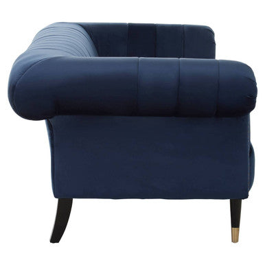 Orsina Siena 3 Seater Midnight Blue Velvet Sofa with Channel Tufting