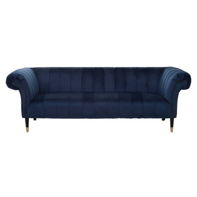 Orsina Siena 3 Seater Midnight Blue Velvet Sofa with Channel Tufting