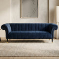Orsina Siena 3 Seater Midnight Blue Velvet Sofa with Channel Tufting