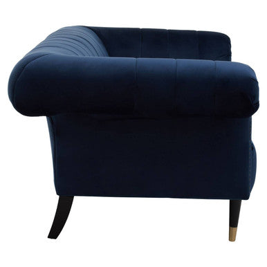 Orsina Siena 2 Seater Midnight Blue Velvet Sofa | Channel Tufted