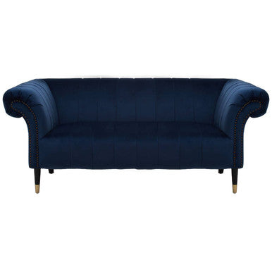 Orsina Siena 2 Seater Midnight Blue Velvet Sofa | Channel Tufted