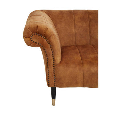 Orsina Siena Gold Velvet 2-Seater Sofa – Channel Tufted Loveseat