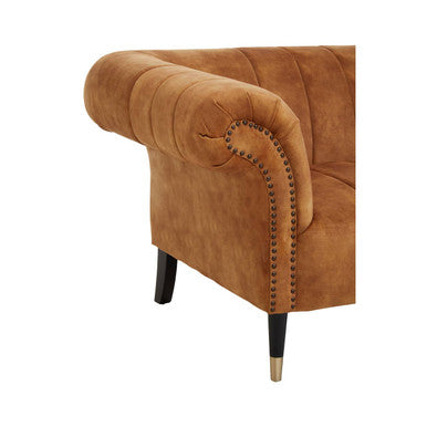 Orsina Siena Gold Velvet 2-Seater Sofa – Channel Tufted Loveseat