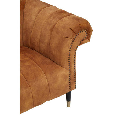 Orsina Siena Gold Velvet 2-Seater Sofa – Channel Tufted Loveseat