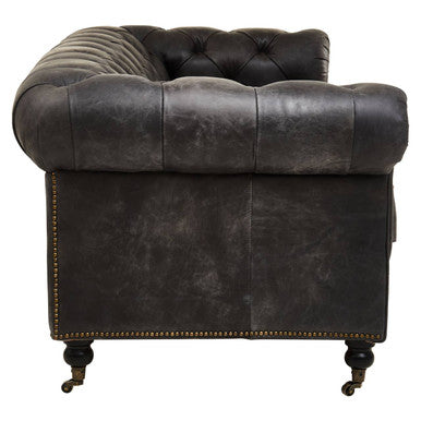 Orsina Hoxton 3 Seater Antique Black Chesterfield Leather Sofa
