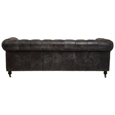 Orsina Hoxton 3 Seater Antique Black Chesterfield Leather Sofa