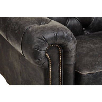 Orsina Hoxton 3 Seater Antique Black Chesterfield Leather Sofa