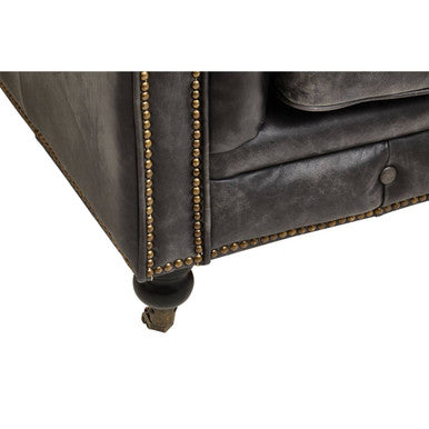 Orsina Hoxton 3 Seater Antique Black Chesterfield Leather Sofa