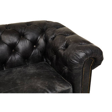 Orsina Hoxton 3 Seater Antique Black Chesterfield Leather Sofa
