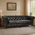 Orsina Hoxton 3 Seater Antique Black Chesterfield Leather Sofa