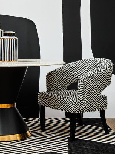 Orsina Regents Park Greek Key Cutout Lounge Chair – Black & White