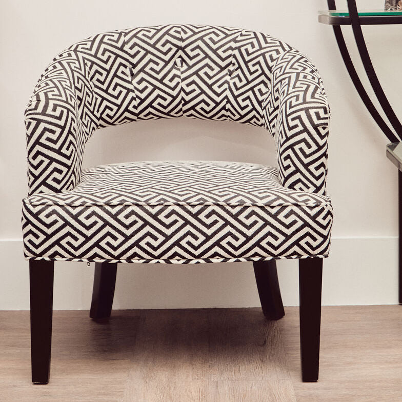 Orsina Regents Park Greek Key Cutout Lounge Chair – Black & White