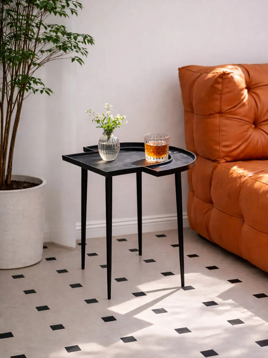Orsina Simbolo Black Nickel Abstract Metal Side Table | Modern Frame