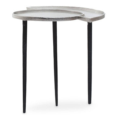 Orsina Simbolo Silver Side Table – Modern Metal Tray Top Accent Table
