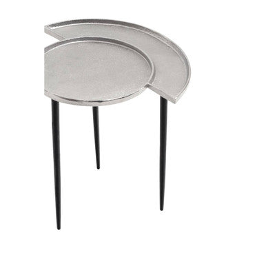Orsina Simbolo Silver Side Table – Modern Metal Tray Top Accent Table