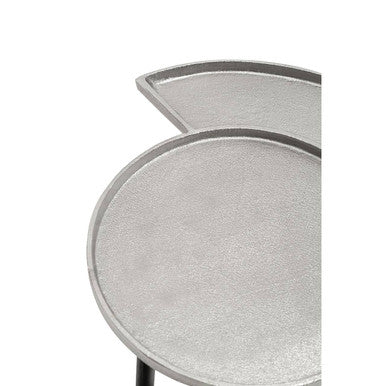 Orsina Simbolo Silver Side Table – Modern Metal Tray Top Accent Table