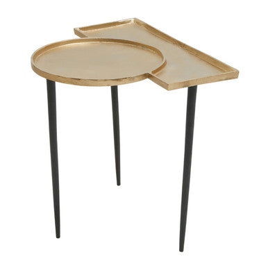 Orsina Simbolo Gold Top Side Table | Black Metal Legs Accent Table
