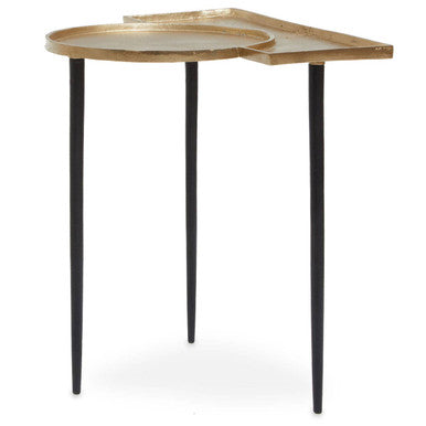 Orsina Simbolo Gold Top Side Table | Black Metal Legs Accent Table