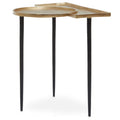 Orsina Simbolo Gold Top Side Table | Black Metal Legs Accent Table