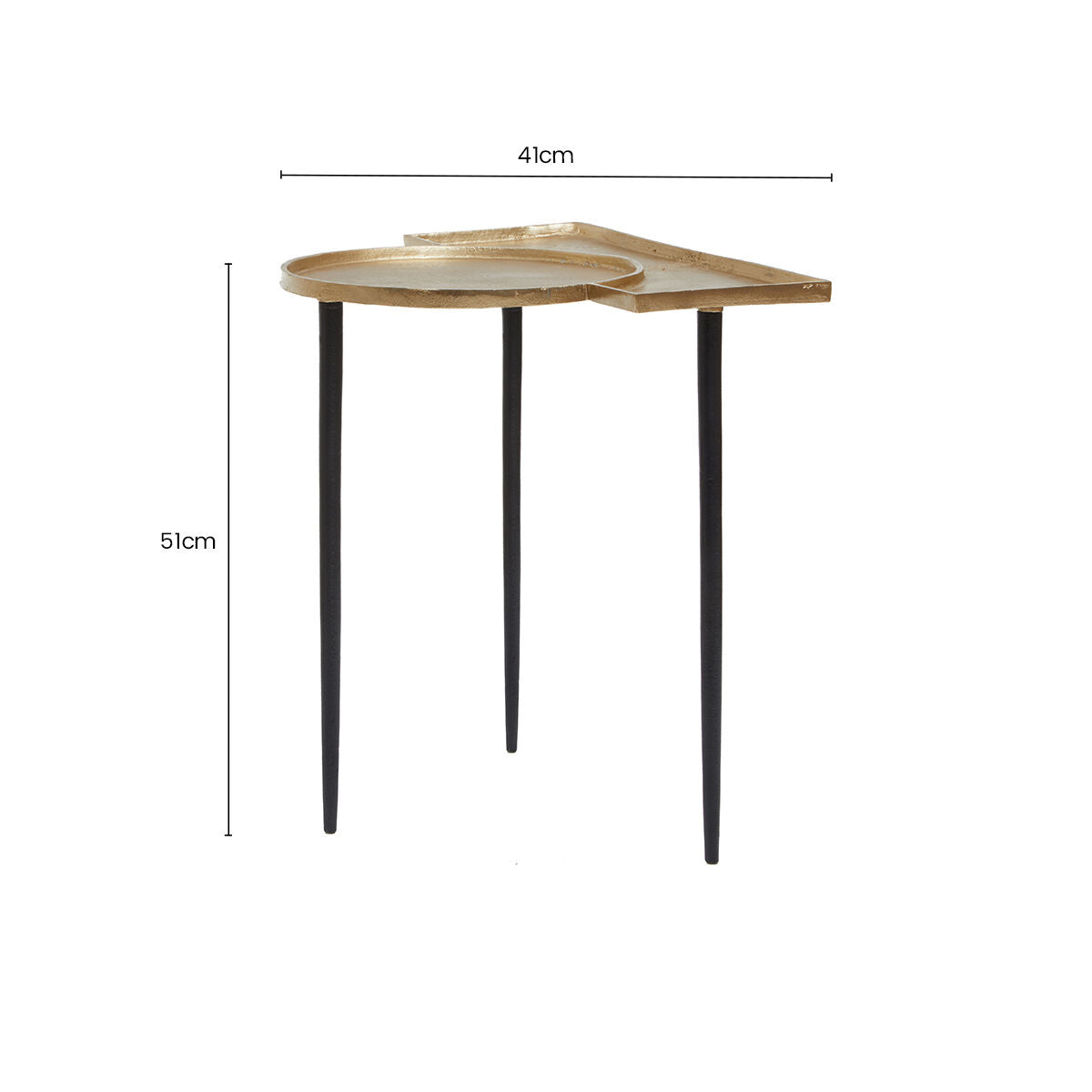 Orsina Simbolo Gold Top Side Table | Black Metal Legs Accent Table