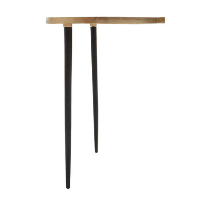 Orsina Simbolo Gold Top Side Table | Black Metal Legs Accent Table