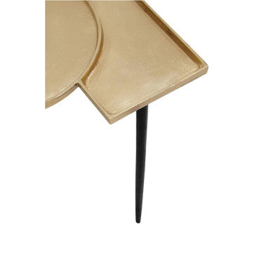 Orsina Simbolo Gold Top Side Table | Black Metal Legs Accent Table