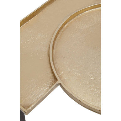 Orsina Simbolo Gold Top Side Table | Black Metal Legs Accent Table