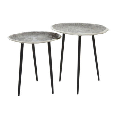 Orsina Silva Nesting Side Tables – Set of 2 Silver Oak & Black