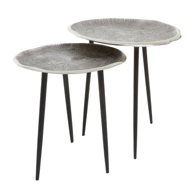 Orsina Silva Nesting Side Tables – Set of 2 Silver Oak & Black