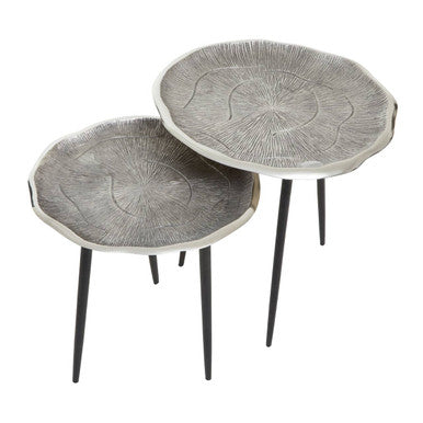 Orsina Silva Nesting Side Tables – Set of 2 Silver Oak & Black