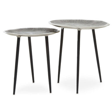 Orsina Silva Nesting Side Tables – Set of 2 Silver Oak & Black