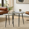 Orsina Silva Nesting Side Tables – Set of 2 Silver Oak & Black