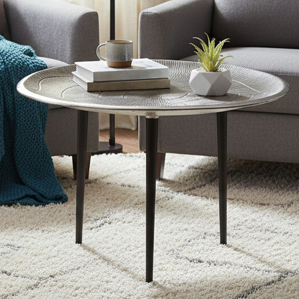 Orsina Silva Silver Oak Effect Coffee Table with Black Legs