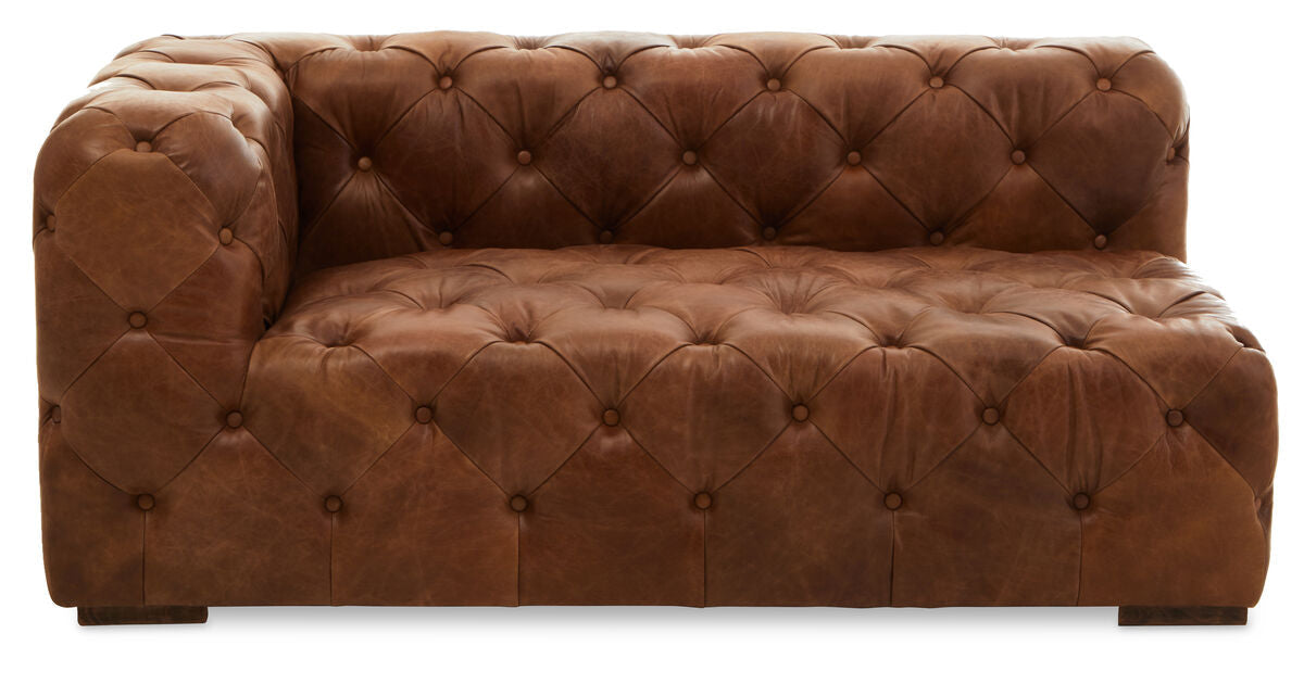 Orsina Hoxton Brown Leather Left Arm Modern Chesterfield Sofa