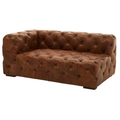 Orsina Hoxton Brown Leather Left Arm Modern Chesterfield Sofa