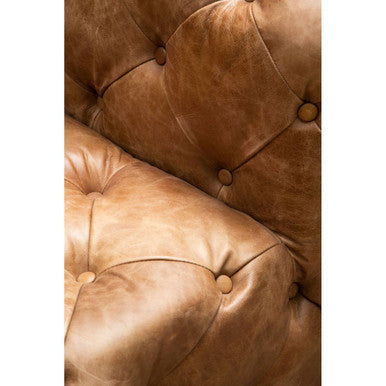 Orsina Hoxton Brown Leather Left Arm Modern Chesterfield Sofa