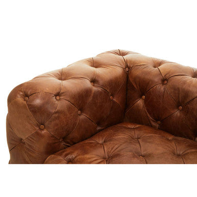 Orsina Hoxton Brown Leather Left Arm Modern Chesterfield Sofa