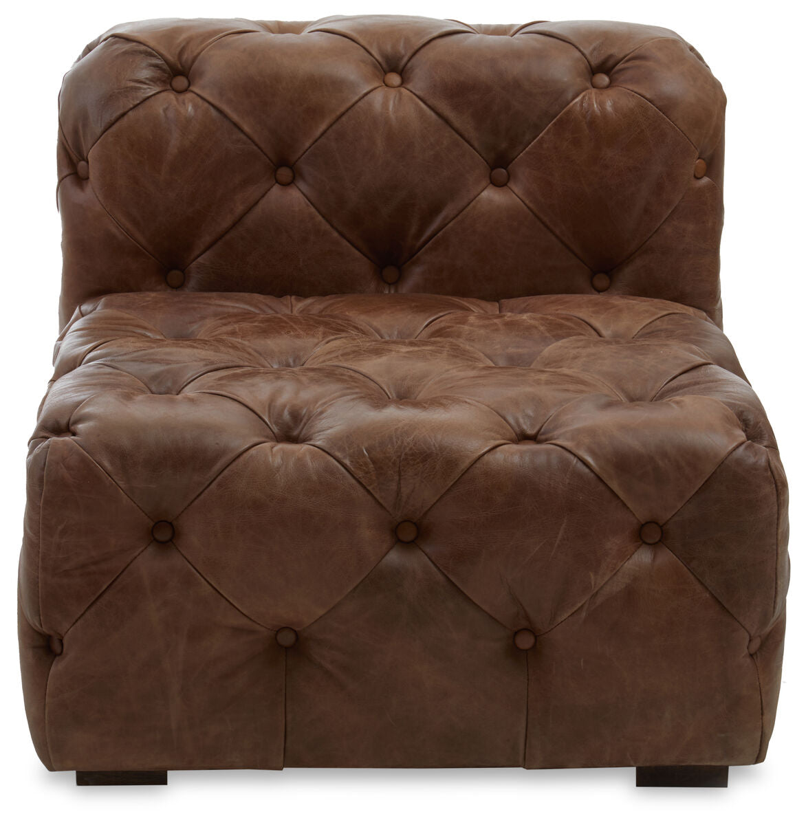 Orsina Hoxton Brown Leather Modern Chesterfield Modular Sofa Chair