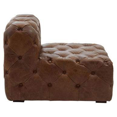 Orsina Hoxton Brown Leather Modern Chesterfield Modular Sofa Chair