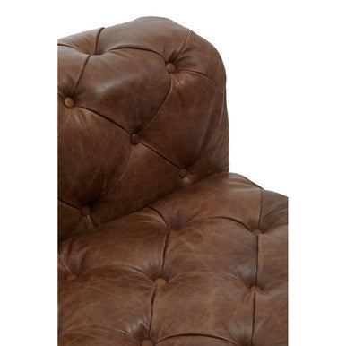 Orsina Hoxton Brown Leather Modern Chesterfield Modular Sofa Chair