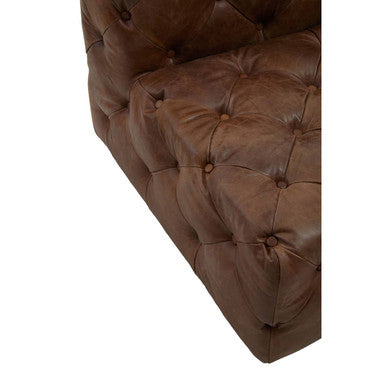 Orsina Hoxton Brown Leather Modern Chesterfield Modular Sofa Chair