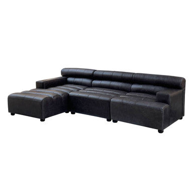 Orsina King Right Arm Modular Sofa – Antique Black Leather