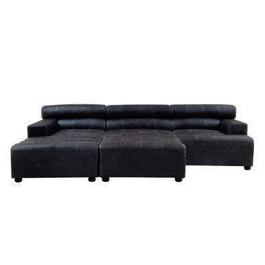 Orsina King Right Arm Modular Sofa – Antique Black Leather