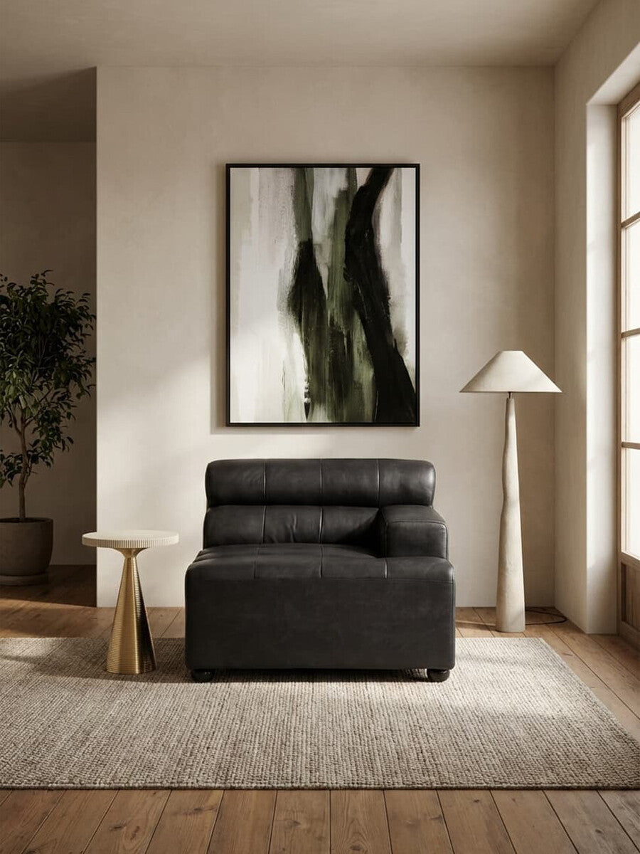 Orsina King Right Arm Modular Sofa – Antique Black Leather